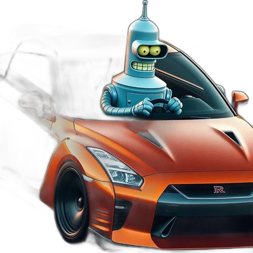 car, robot, concept art, 3d render transparent PNG cut-out