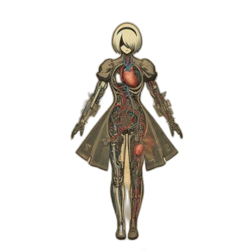 dress, robot, jewelry, staff transparent PNG cut-out