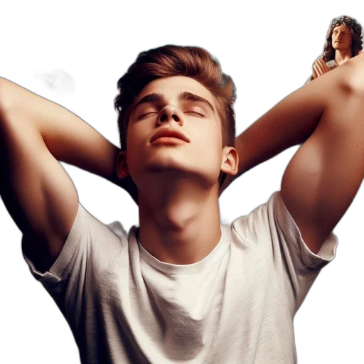 photorealistic, young, man, relaxes transparent PNG cut-out