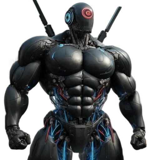 robot, 3d render, concept art, cyberpunk transparent PNG cut-out