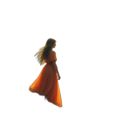dress, hair, staff, robot transparent PNG cut-out