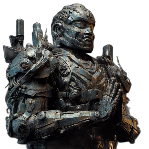 robot, weapon, face, concept art transparent PNG cut-out