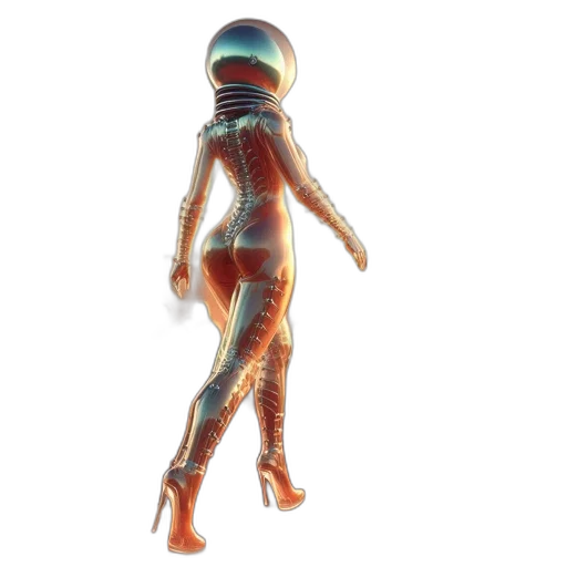 robot, creature, dress, staff transparent PNG cut-out