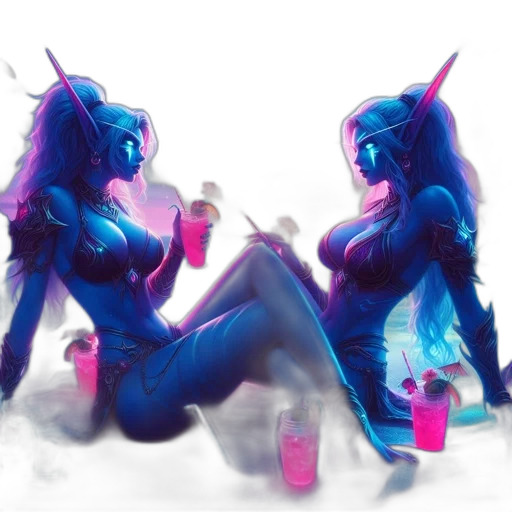 concept art, fantasy art, vaporwave, cyberpunk transparent PNG cut-out