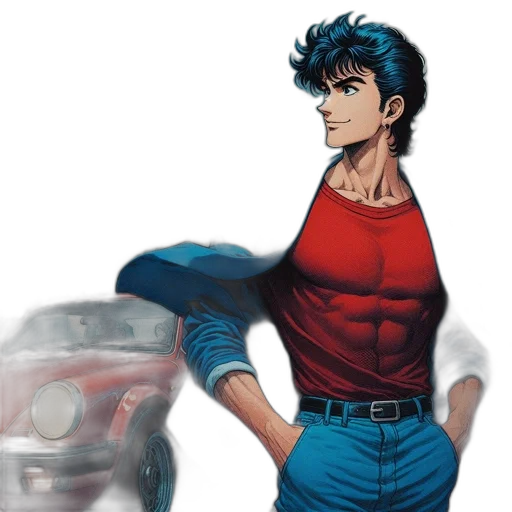 car, jacket, robot, comic book art transparent PNG cut-out