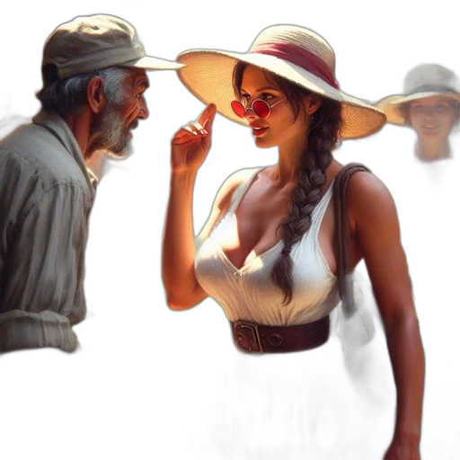 hat, face, concept art, oil painting transparent PNG cut-out