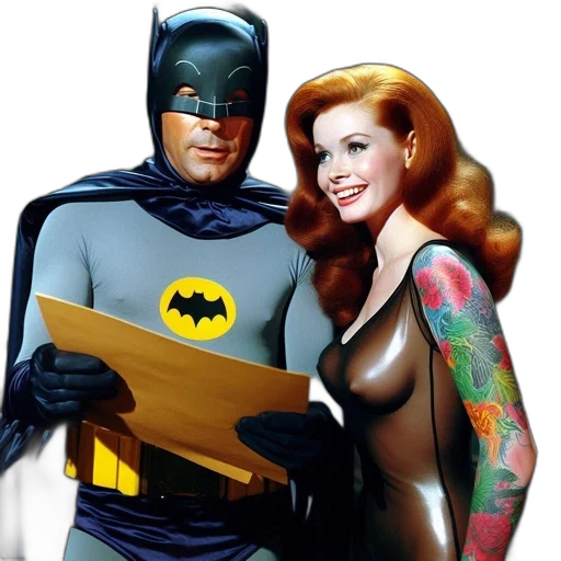 comic book art, two, vintage, characters transparent PNG cut-out