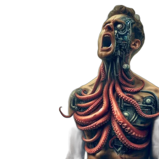 robot, creature, face, cyberpunk transparent PNG cut-out
