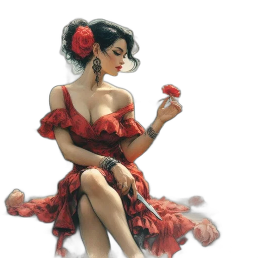 dress, flower, umbrella, photorealistic transparent PNG cut-out