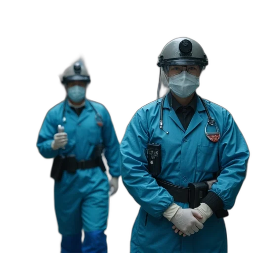 staff, mask, jacket, robot transparent PNG cut-out
