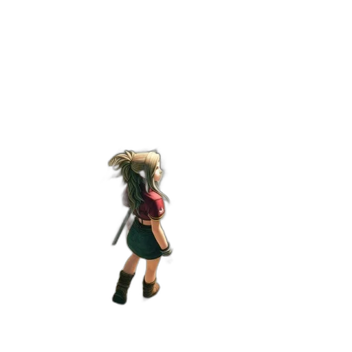 hair, creature, dress, staff transparent PNG cut-out