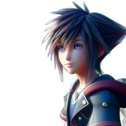 sword, hair, face, 3d render transparent PNG cut-out