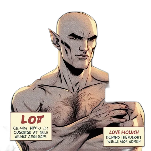 comic book art, concept art, athletic, bald transparent PNG cut-out