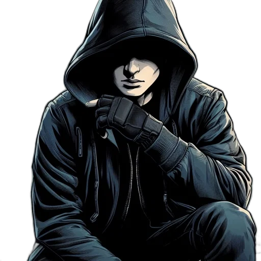 jacket, mask, weapon, staff transparent PNG cut-out
