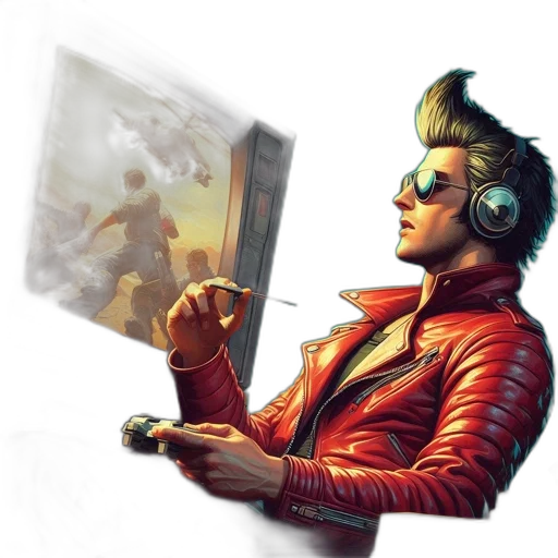 jacket, concept art, cyberpunk, comic book art transparent PNG cut-out