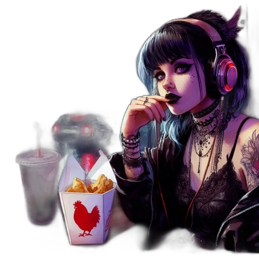 food, cyberpunk, concept art, vaporwave transparent PNG cut-out