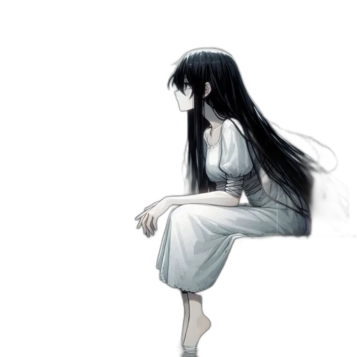 dress, hair, creature, staff transparent PNG cut-out