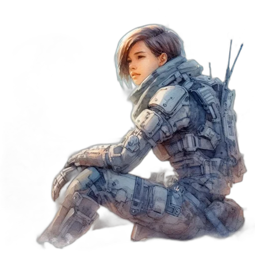 robot, jacket, weapon, face transparent PNG cut-out