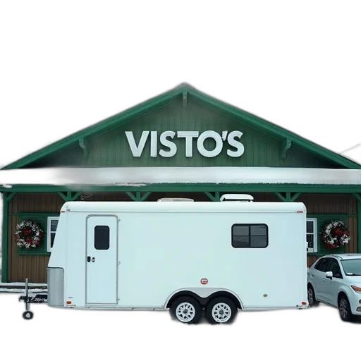 building, white, trailer, parked transparent PNG cut-out