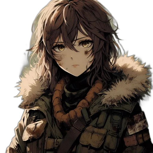 jacket, weapon, face, staff transparent PNG cut-out