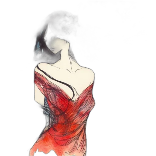 dress, mask, jewelry, watercolor transparent PNG cut-out