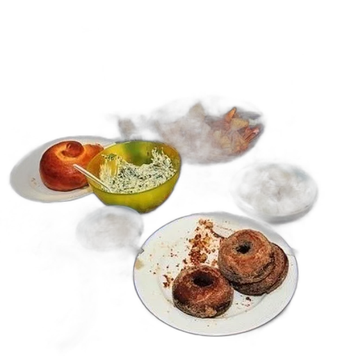 food, photorealistic, 3d render, table transparent PNG cut-out