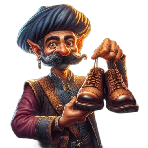 shoes, face, staff, weapon transparent PNG cut-out