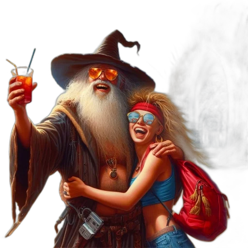 fantasy art, concept art, fire, elderly transparent PNG cut-out