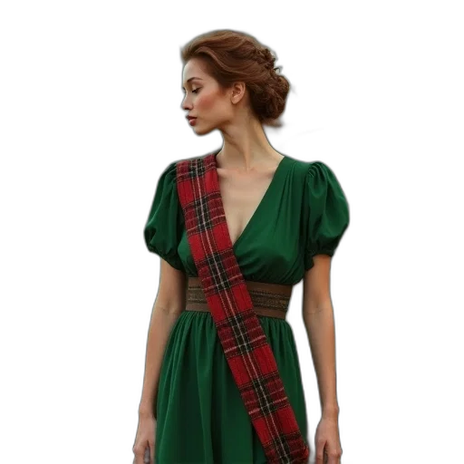 dress, green, woman, red transparent PNG cut-out