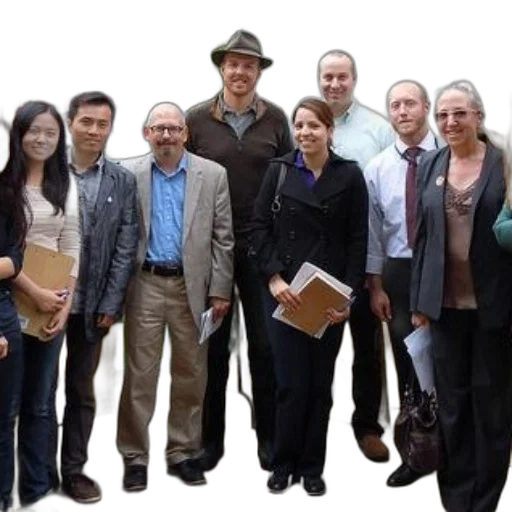 staff, hat, jacket, group transparent PNG cut-out