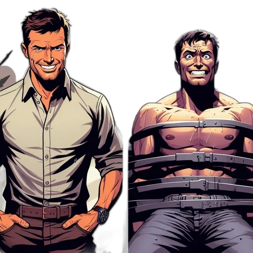 comic book art, concept art, earth tones, two transparent PNG cut-out