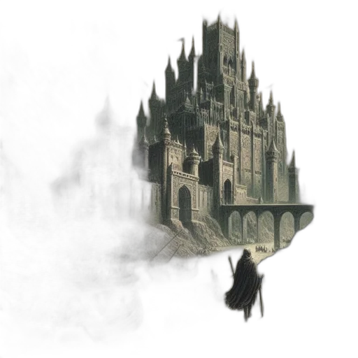 dragon, sword, crown, building transparent PNG cut-out