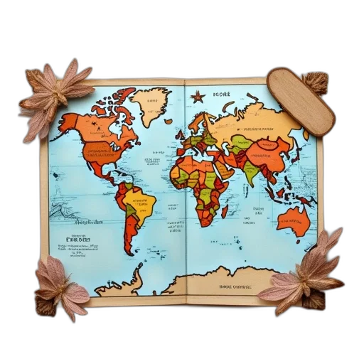 earth tones, map, postcard, which transparent PNG cut-out