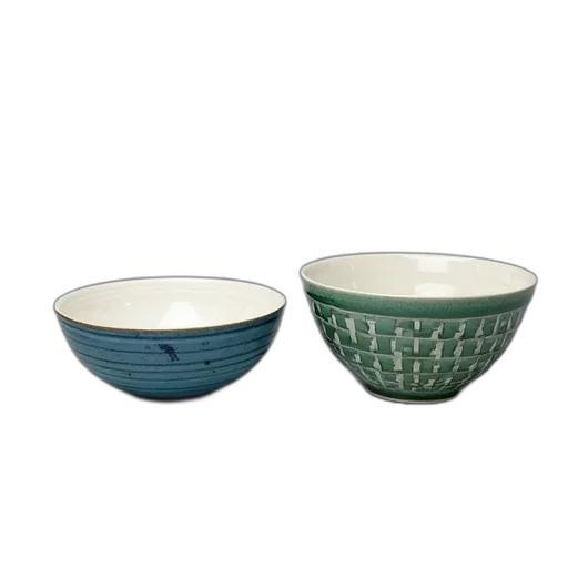 green, two, ceramic, bowls transparent PNG cut-out