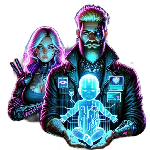 jacket, robot, cyberpunk, concept art transparent PNG cut-out