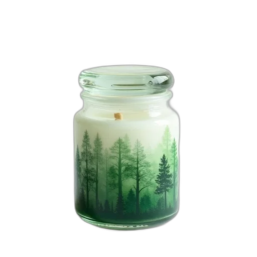 bottle, photorealistic, forest, green transparent PNG cut-out