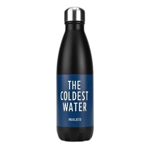 bottle, black, blue, cylindrical transparent PNG cut-out