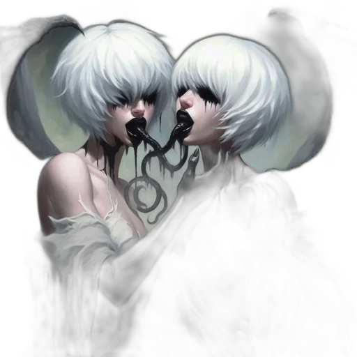 mask, hair, face, concept art transparent PNG cut-out