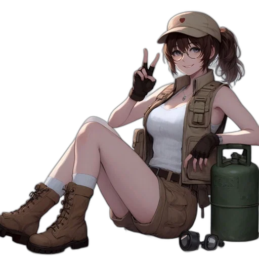 weapon, staff, hat, jacket transparent PNG cut-out