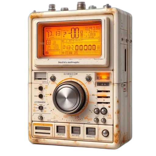 weathered, radio-inspired, device, vintage transparent PNG cut-out