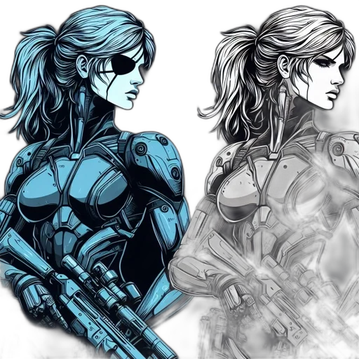 concept art, comic book art, fantasy art, cyberpunk transparent PNG cut-out