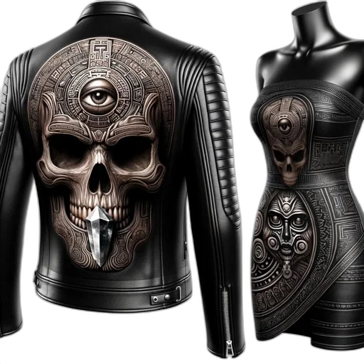 jacket, 3d render, dark, two transparent PNG cut-out