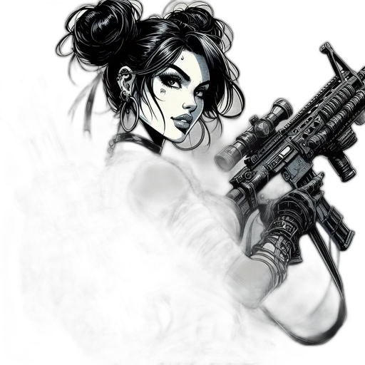 weapon, comic book art, concept art, cyberpunk transparent PNG cut-out