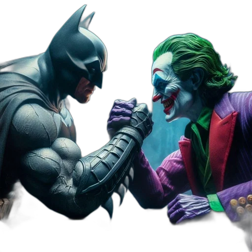comic book art, concept art, batman, joker transparent PNG cut-out