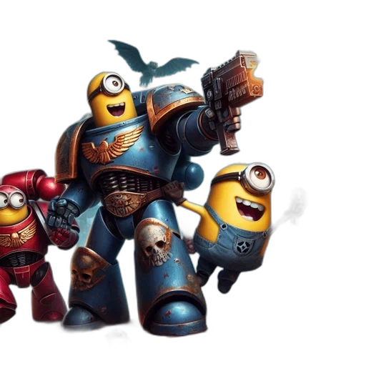 concept art, 3d render, array, minions transparent PNG cut-out