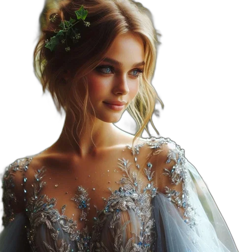 dress, crown, jewelry, face transparent PNG cut-out