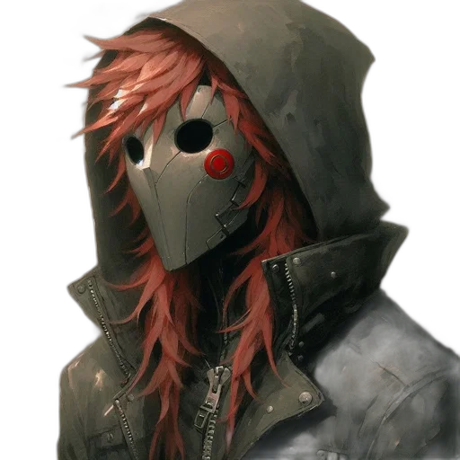 mask, jacket, face, weapon transparent PNG cut-out