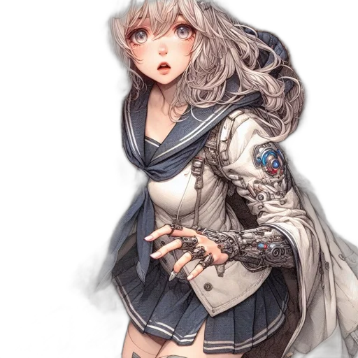 dress, jacket, robot, face transparent PNG cut-out