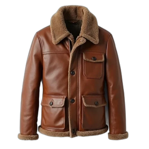 jacket, earth tones, brown, leather transparent PNG cut-out