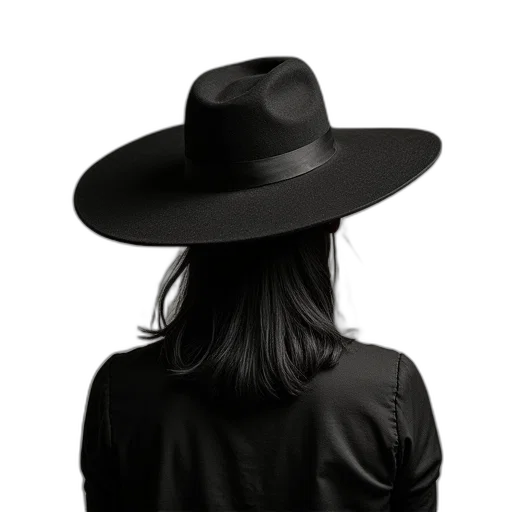 hat, jacket, hair, staff transparent PNG cut-out